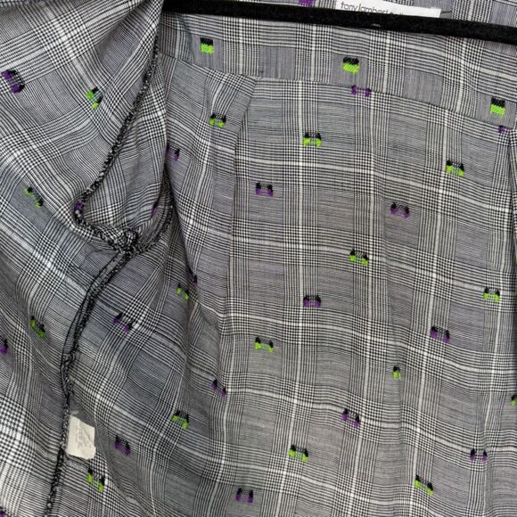 Vintage 80s 90s Button Up Linen Blend Shirt | Embroidered, Textured - Picture 12 of 15